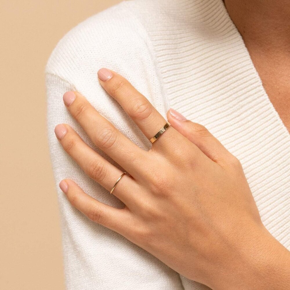 14K Gold Filled Ring Women Girls Dainty Stackable Band Thin Gold - Picture 7 of 9